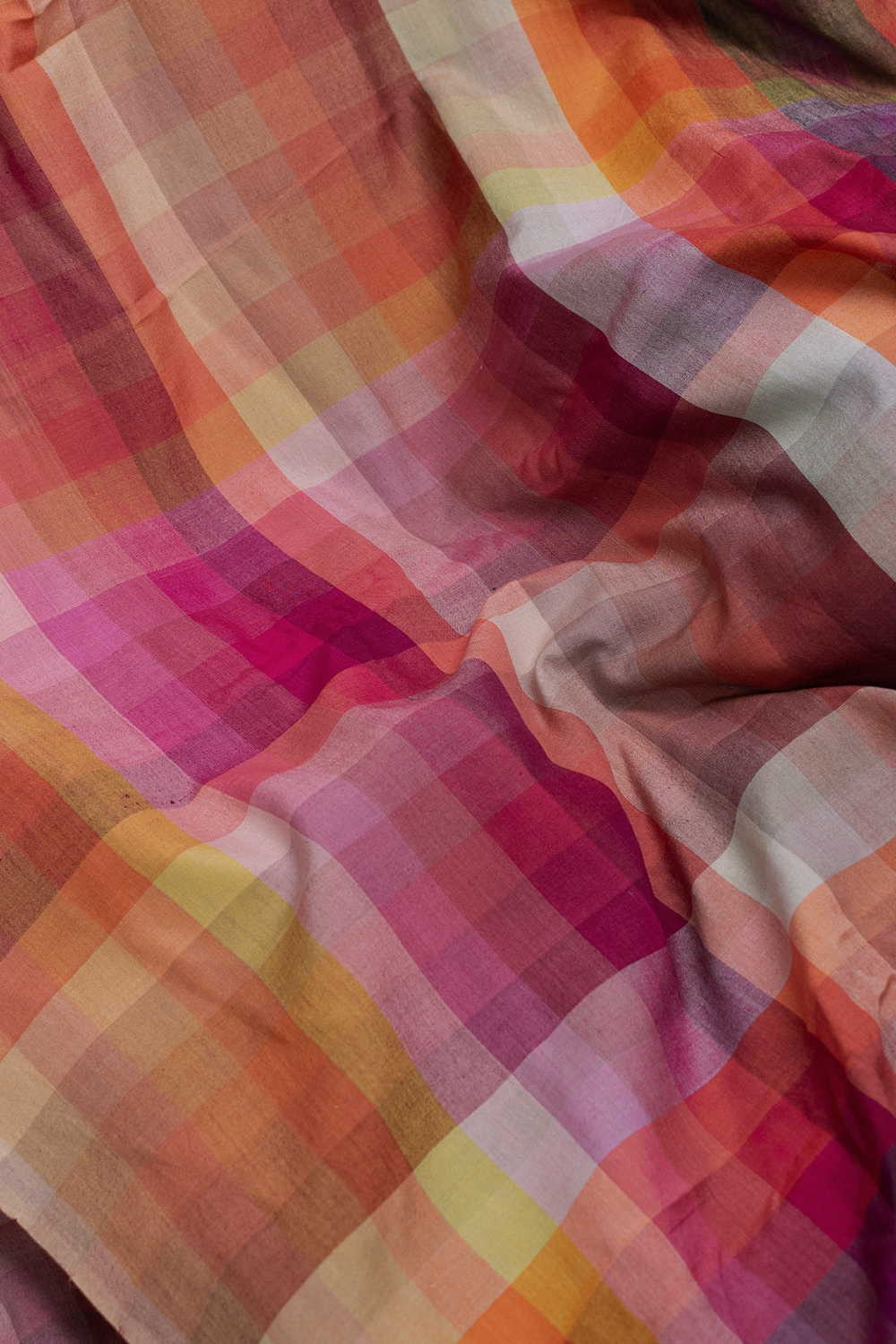 Color Play Checks Handwoven Cotton Fabric - Image 3