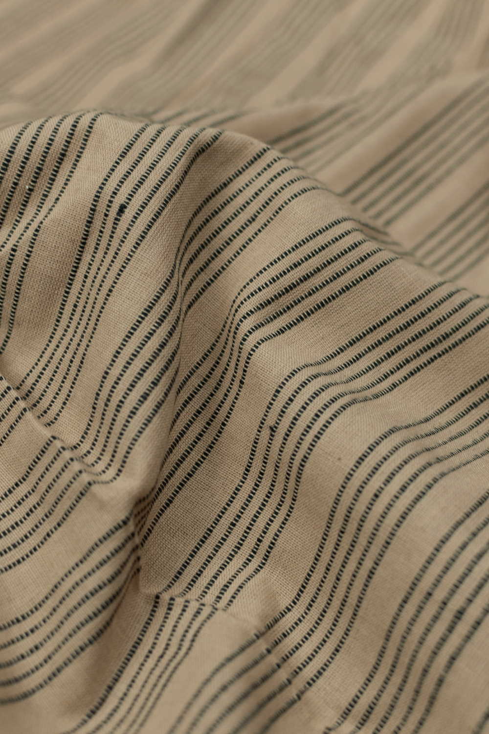 Black Stripe on Beige Yarn Dyed Cotton Fabric - Image 2