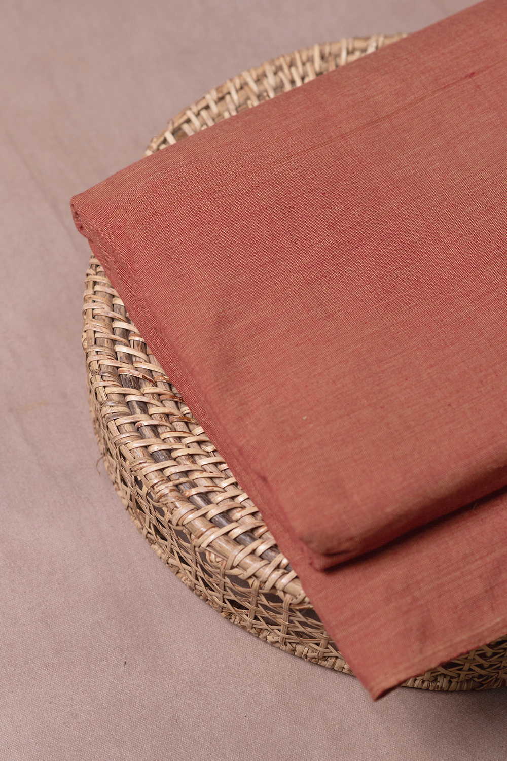 Dark Orange Yarn Dyed Handwoven Cotton Fabric