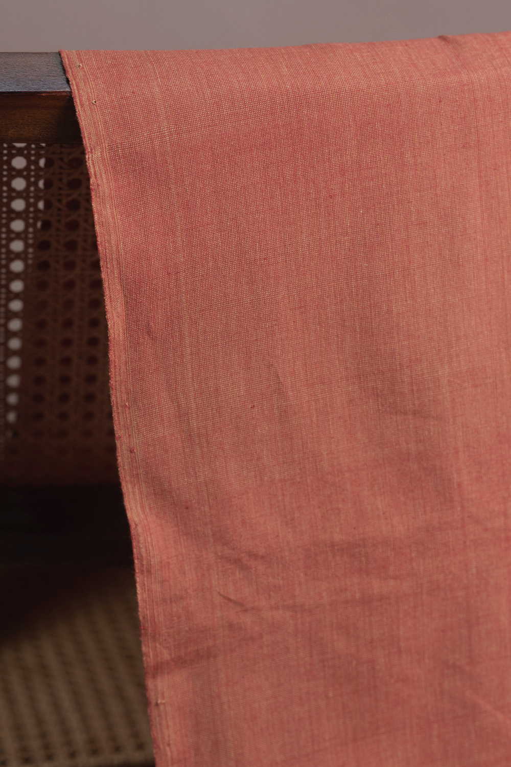 Dark Orange Yarn Dyed Handwoven Cotton Fabric - Image 2