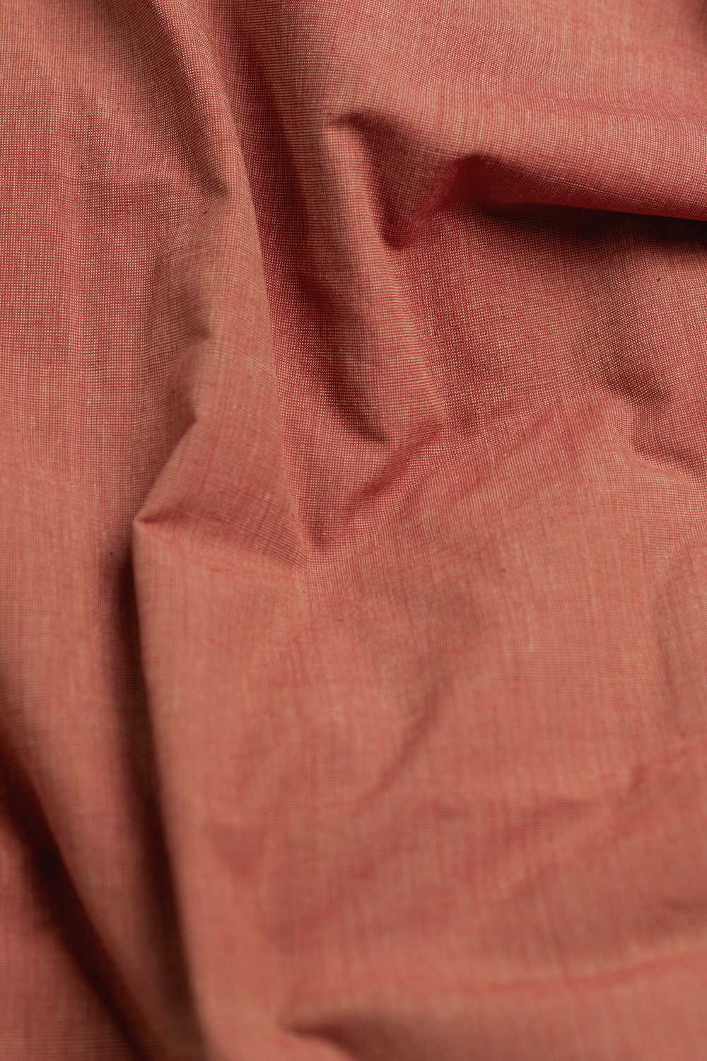 Dark Orange Yarn Dyed Handwoven Cotton Fabric - Image 3