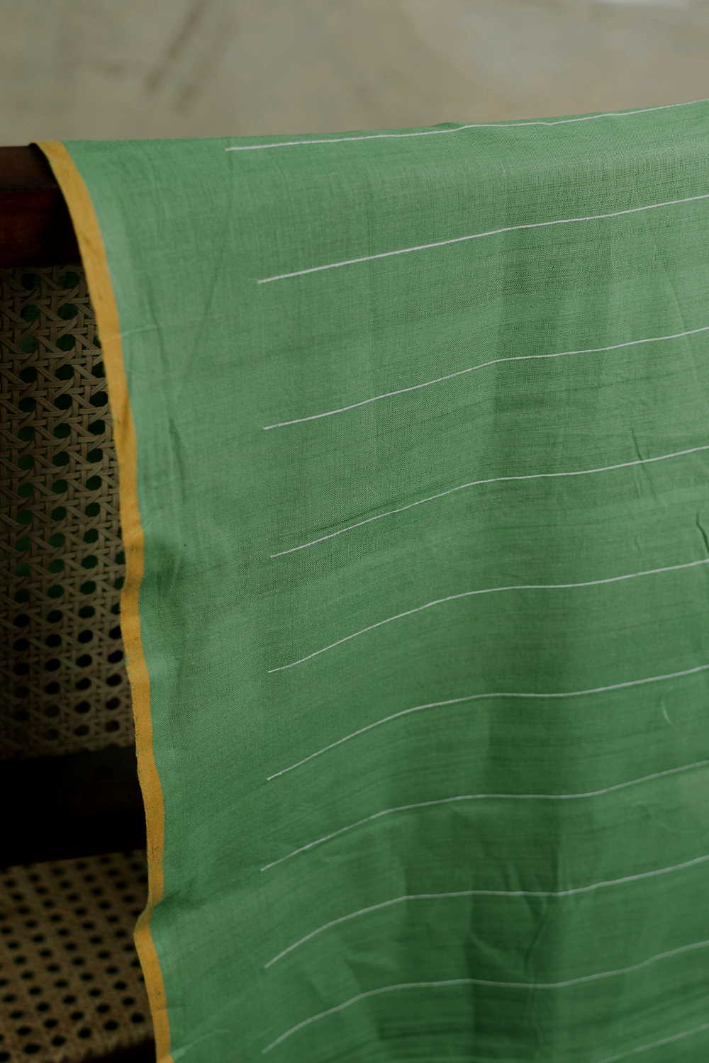 Parakeet Green Handwoven Cotton Fabric - Image 3