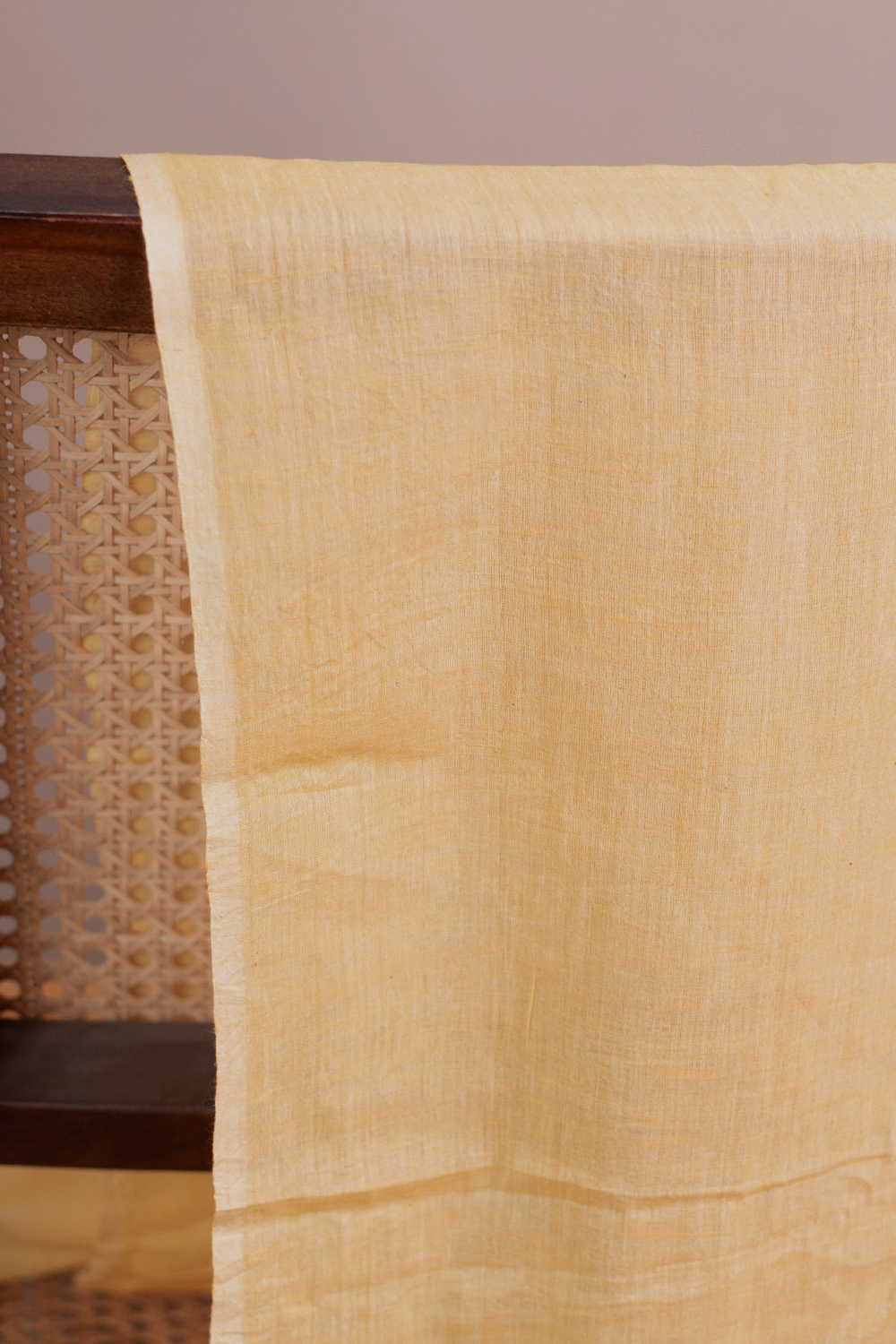 Soft Yellow Handwoven Mul Cotton Fabric - Image 3