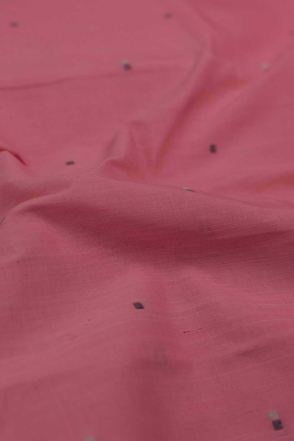 Dark Peach with Square Butta Handwoven Cotton Fabric - Image 2