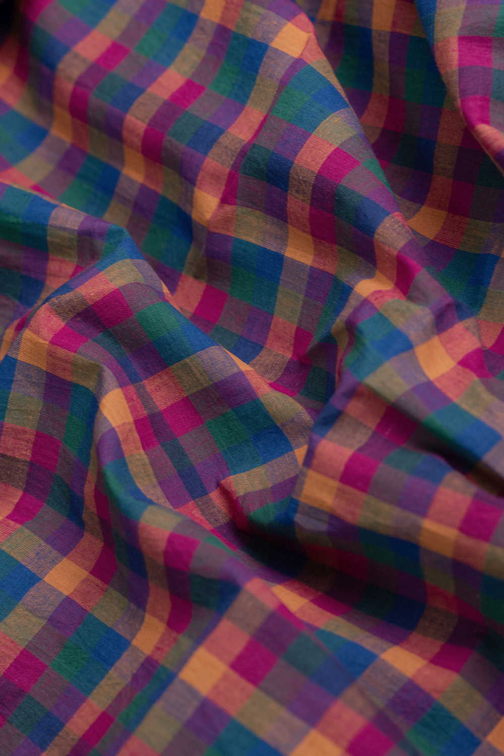 Colorburst Checks Handwoven Cotton Fabric - Image 3