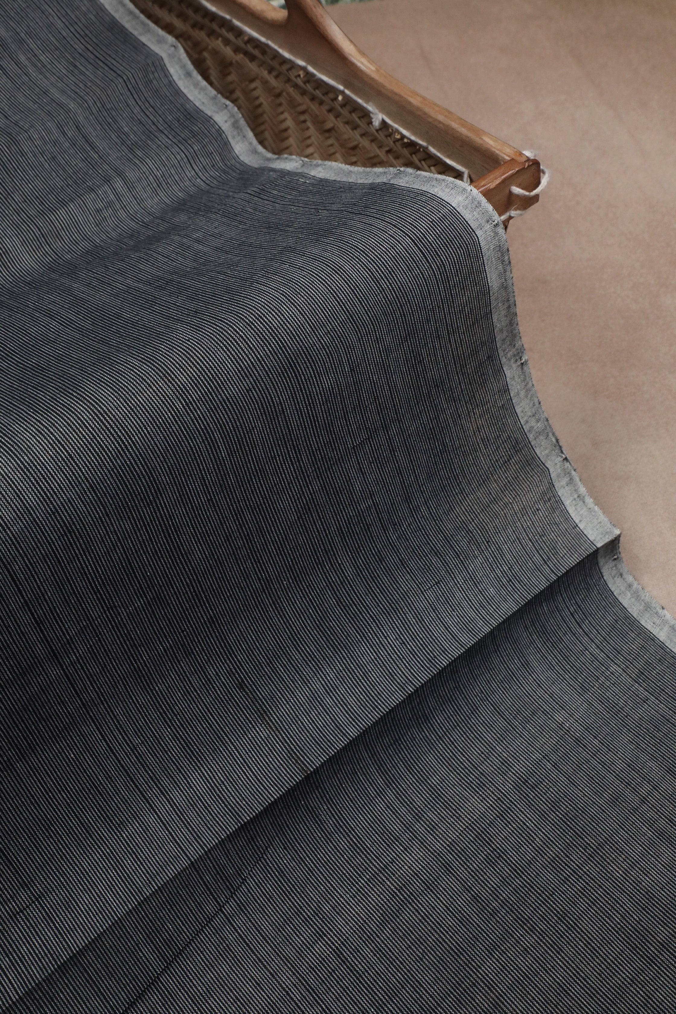 Pin Striped Handwoven Cotton Fabric - Image 3