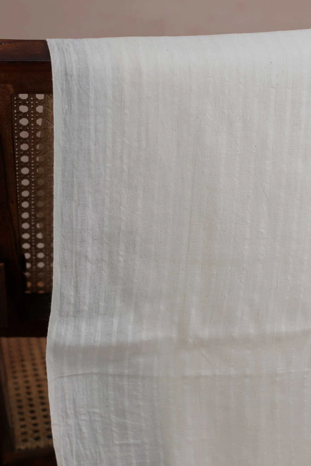 Stripes - Cream Handwoven Cotton Fabric - Image 2