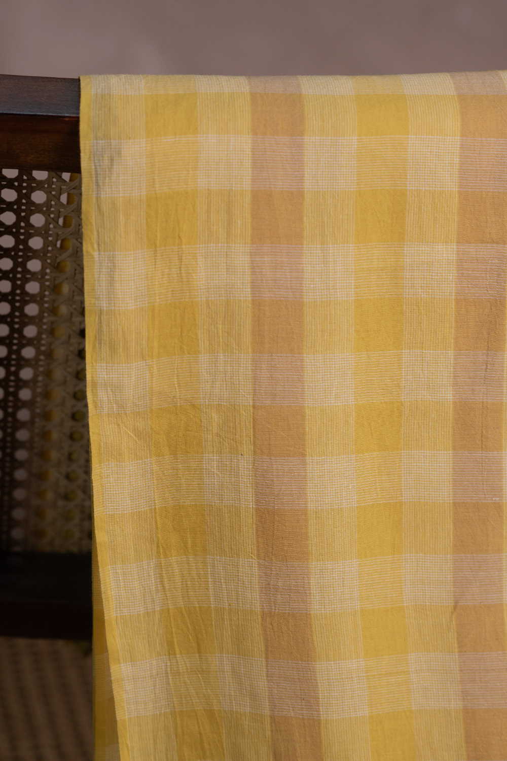 Tuscany Yellow Handwoven Cotton Fabric - Image 2