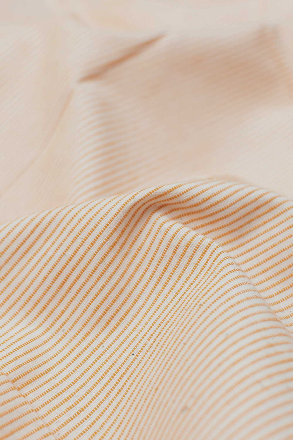 Rib Stripes Creamy Beige Yarn Dyed Cotton Fabric - Image 2