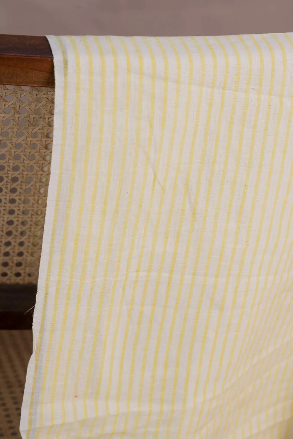 Yellow Stripe Handwoven Cotton Fabric - Image 2