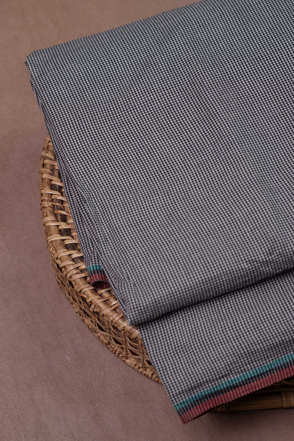 Micro Checks Handwoven Cotton Fabric - Image 2