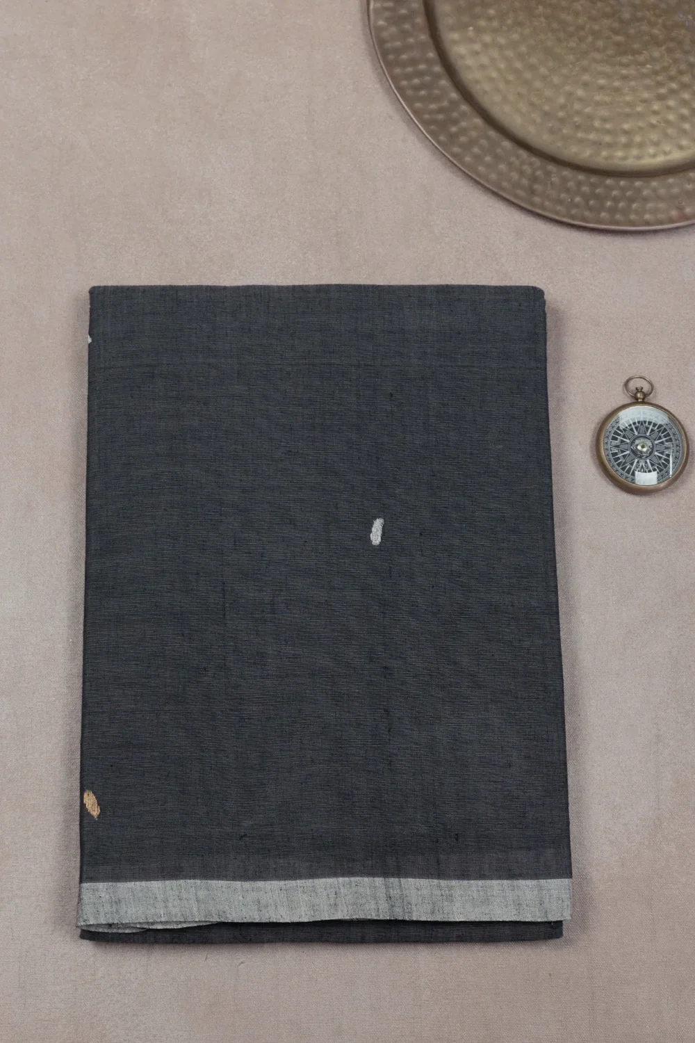 Gold & Silver Zari Butta Handwoven Cotton saree