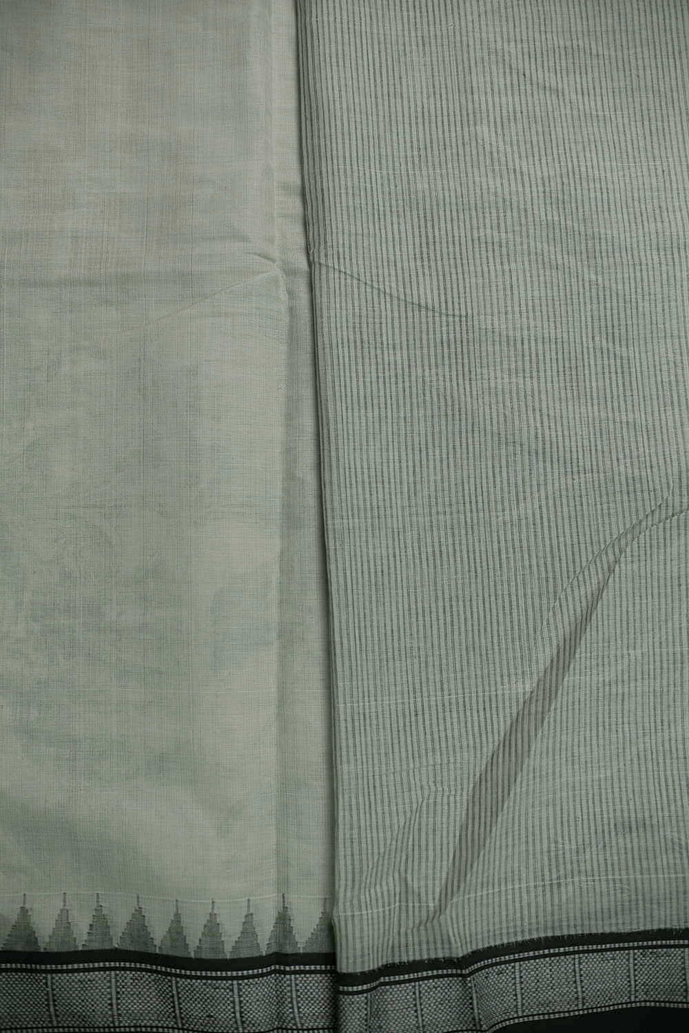 Light Grey Handspun Cotton saree - Image 4