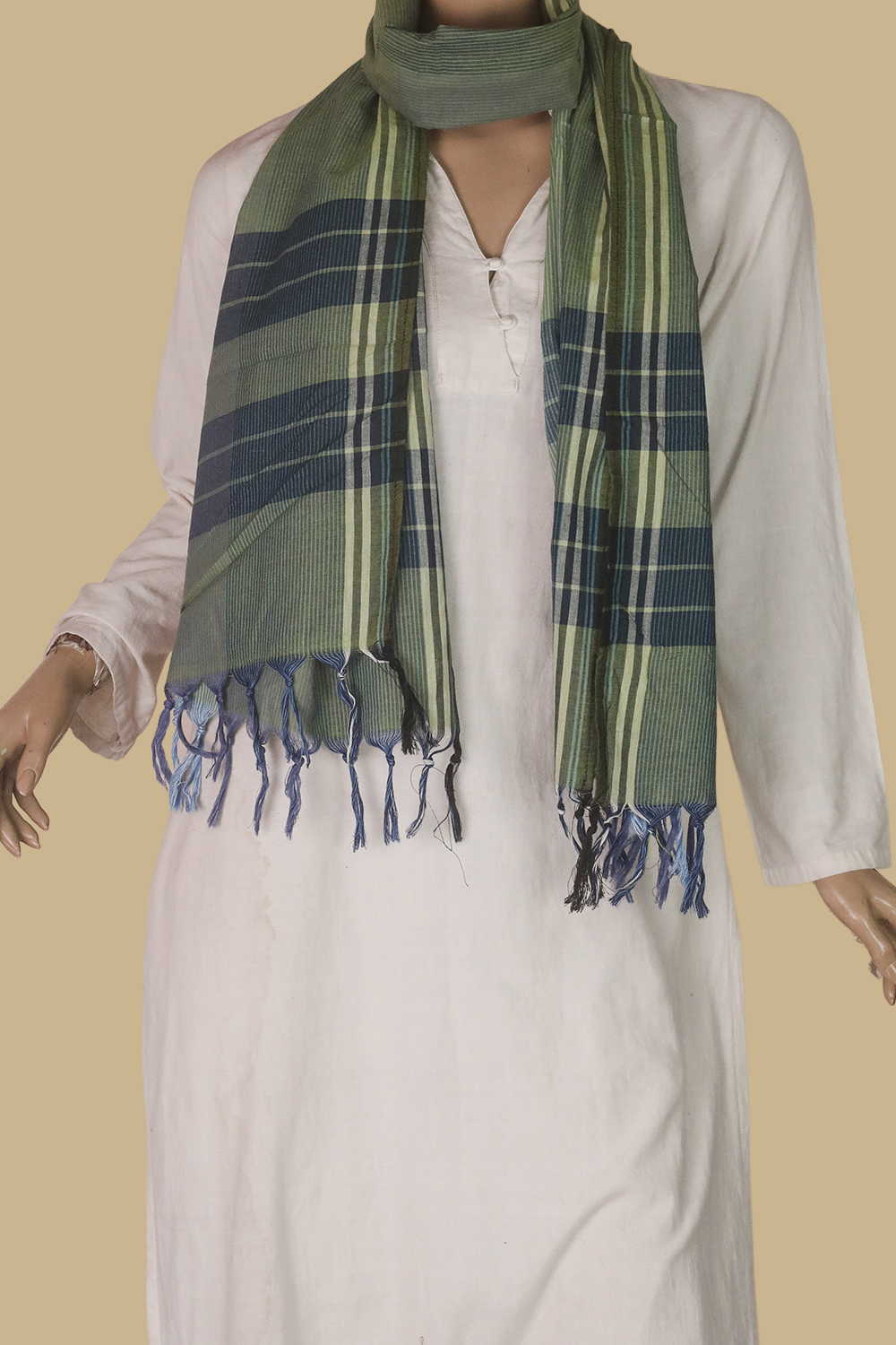 Green Handwoven Cotton Stole