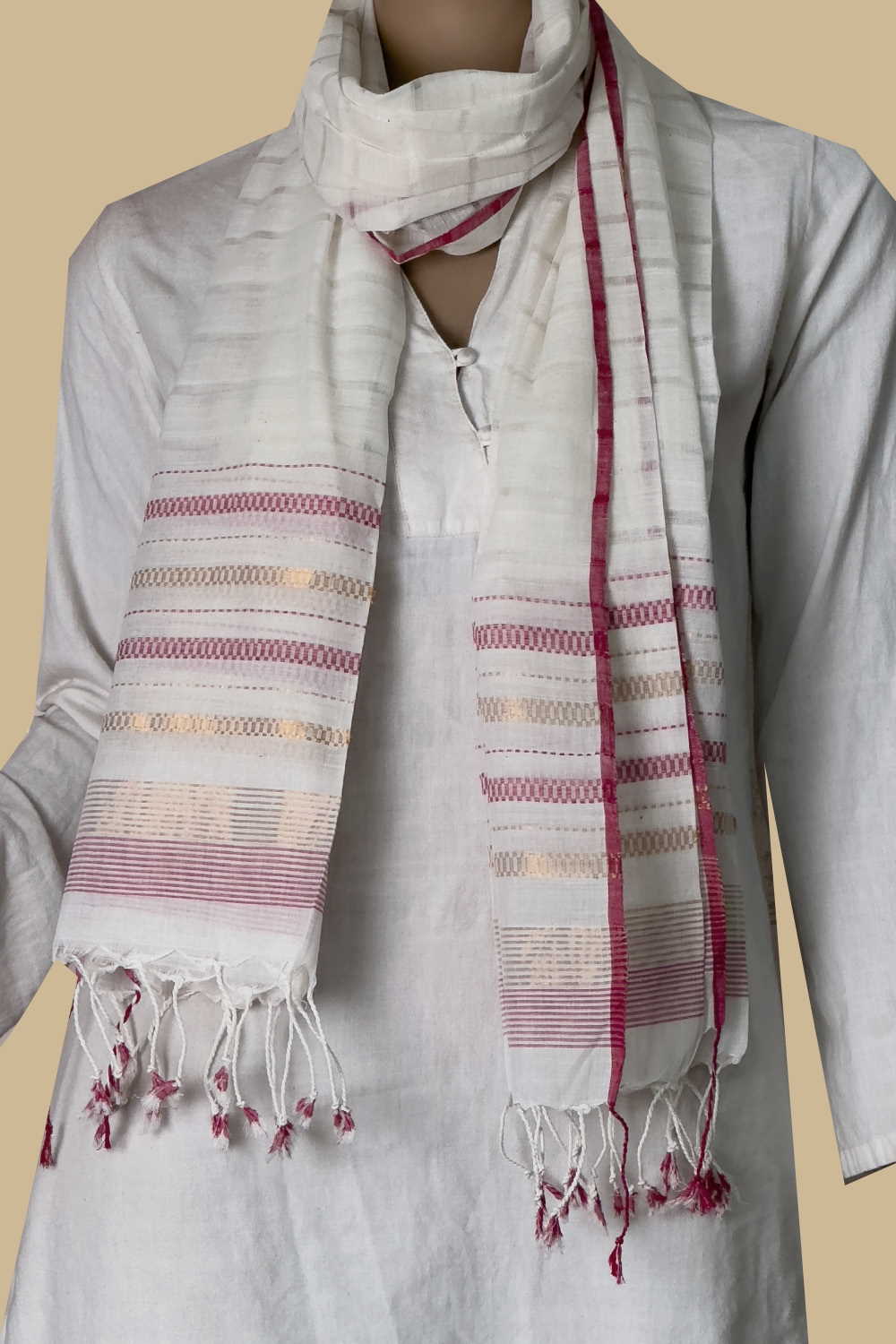 Daisy Cream Handwoven Cotton Stole