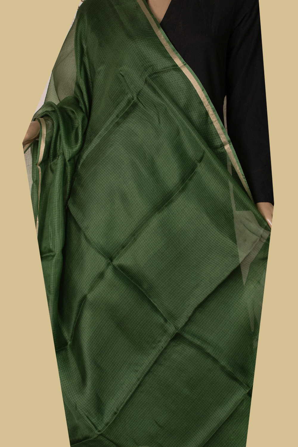 Leaf Green Kota Silk Dupatta - Image 2