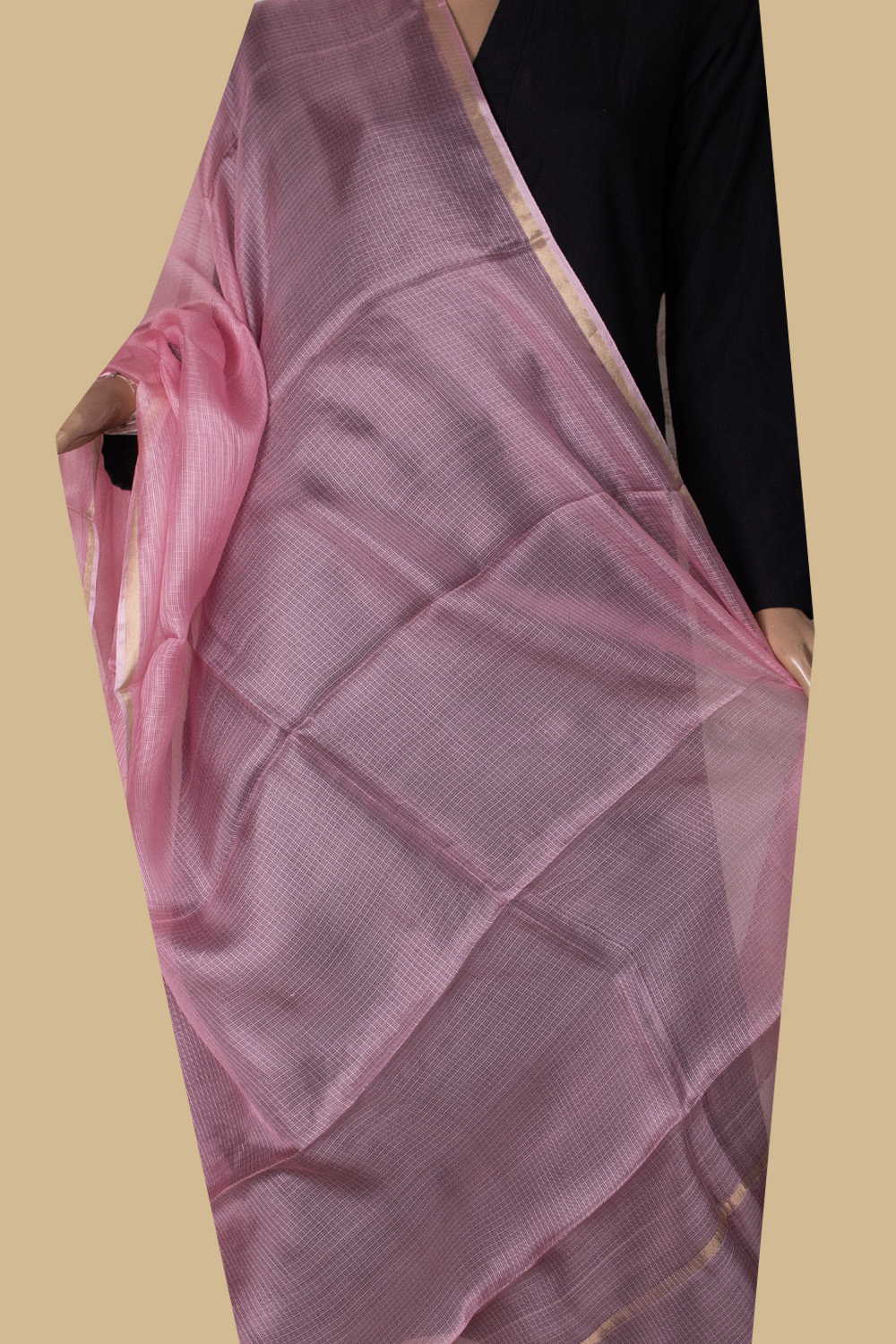 Soft Pink Kota Silk Dupatta - Image 2