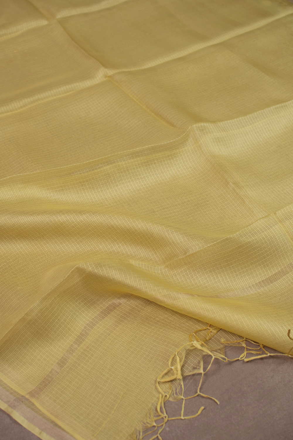 Lemon Yellow Kota Silk Dupatta - Image 2