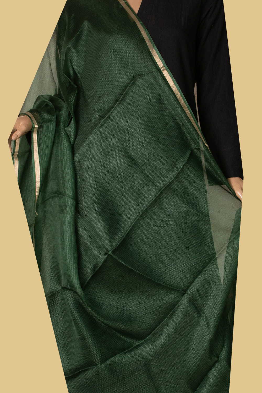 Bottle Green Kota Silk Dupatta