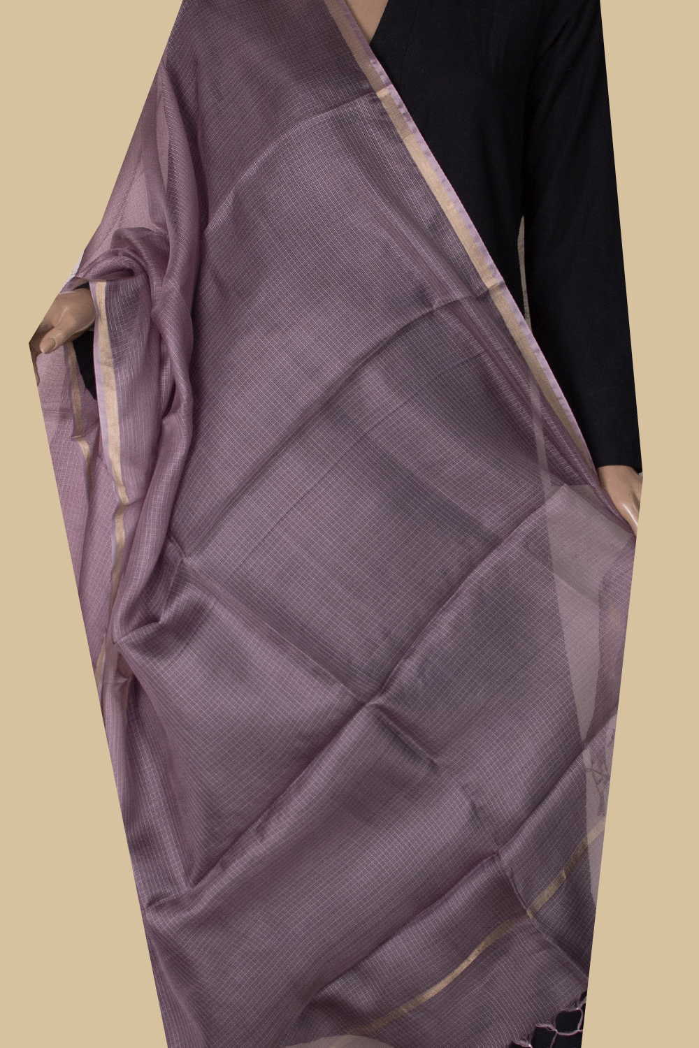 Mauve Purple Kota Silk Dupatta - Image 2