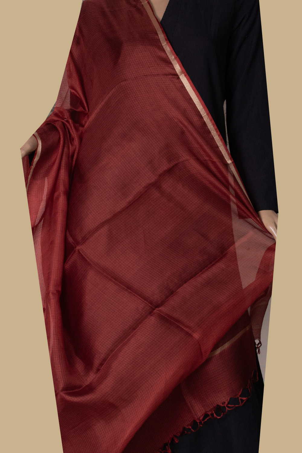 Rich Maroon Kota Silk Dupatta