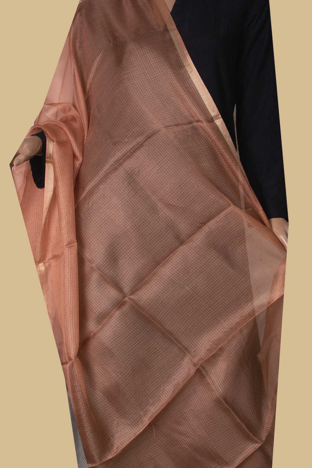 Salmon Peach Kota Silk Dupatta