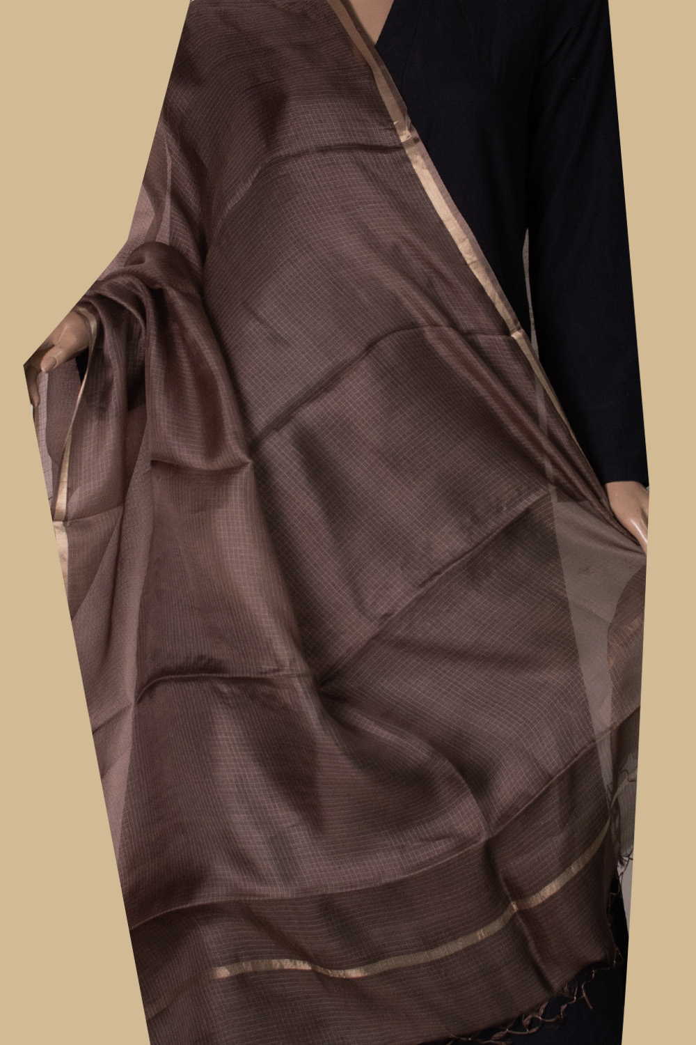 Brown Kota Silk Dupatta