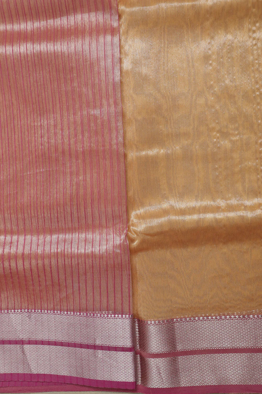 Tacao Orange Handwoven Tissue Maheshwari saree - Image 4