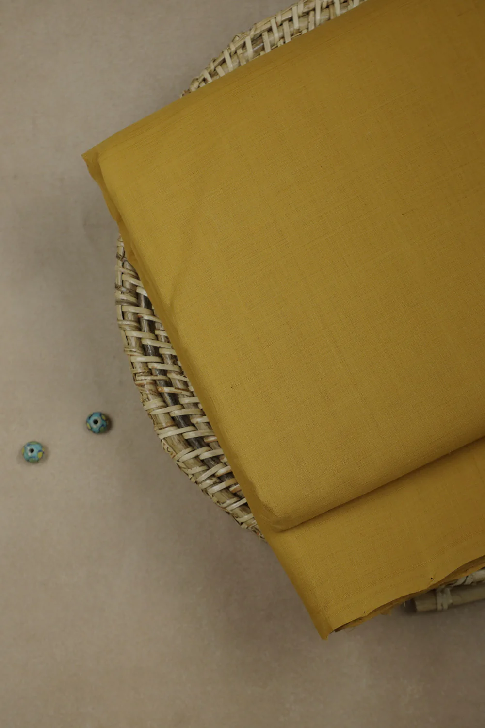 Plain Yellow Mangalagiri Cotton Fabric - Image 3