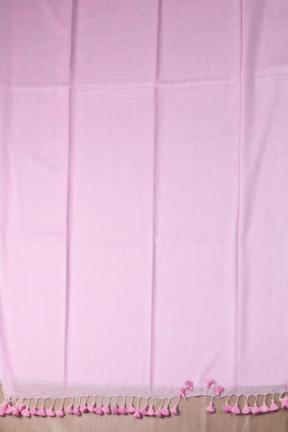 Soft Pink - Plain Handwoven Mul Cotton saree - Image 2