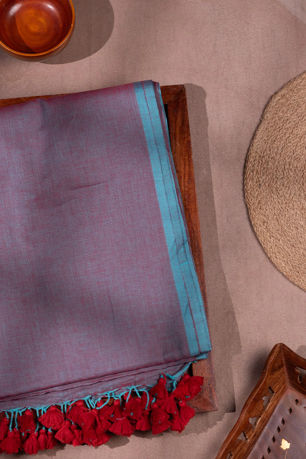 Mauve Purple Handwoven Mul Cotton saree