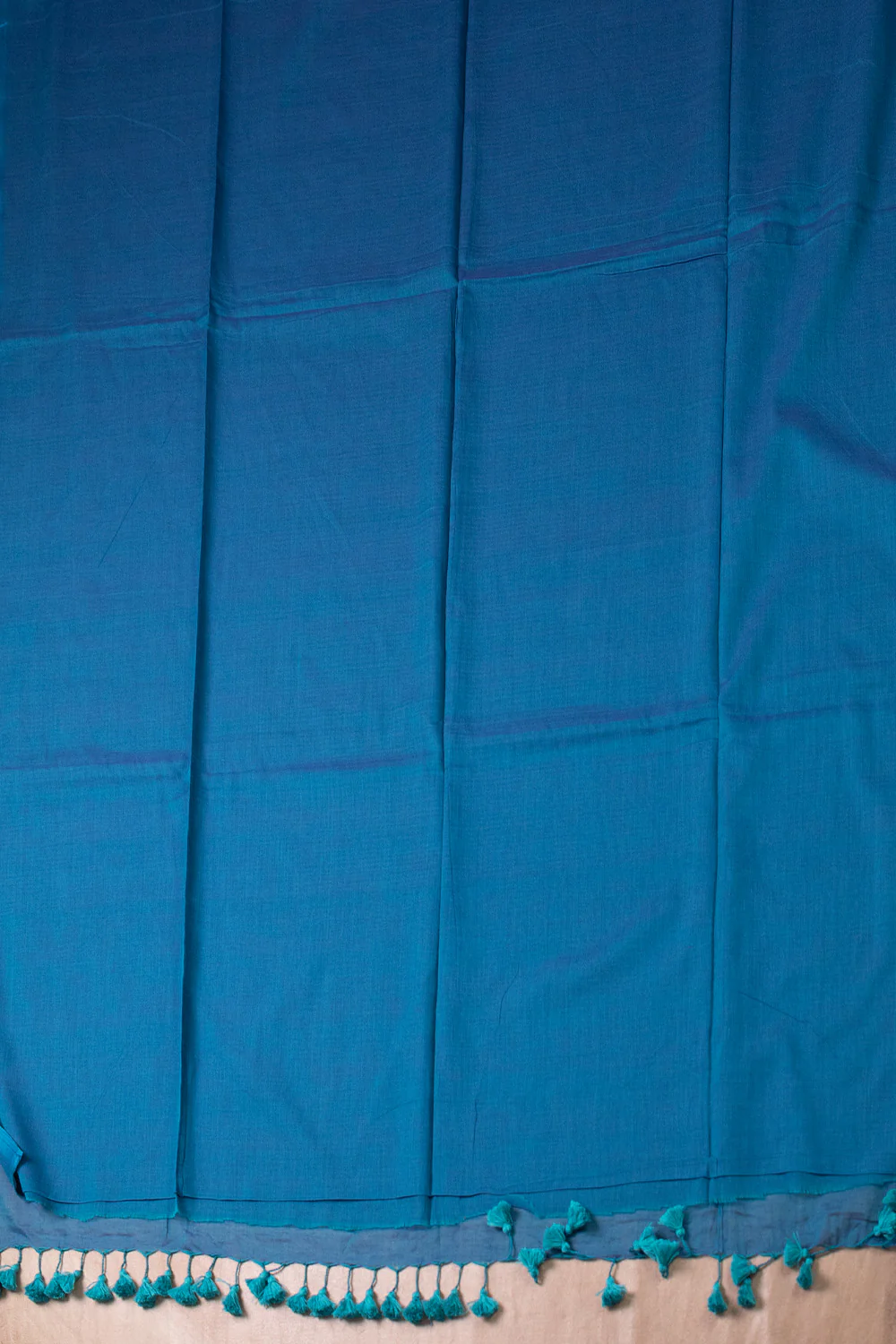 Twin shaded Blue Handwoven Mul Cotton saree - Image 3
