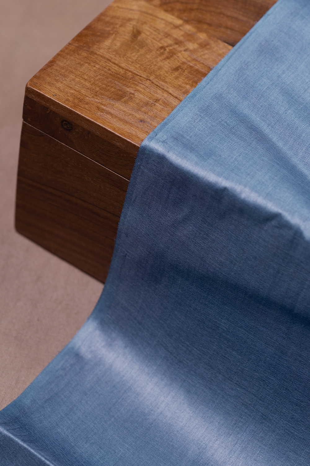 Soft Blue Handwoven Tussar Silk Fabric - Image 3