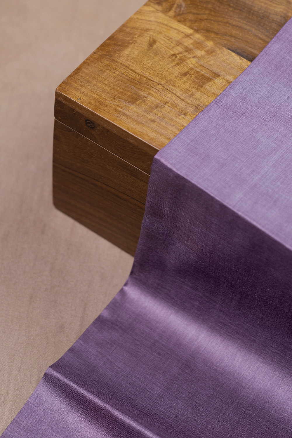 Velvet Purple Handwoven Tussar Silk Fabric - Image 4