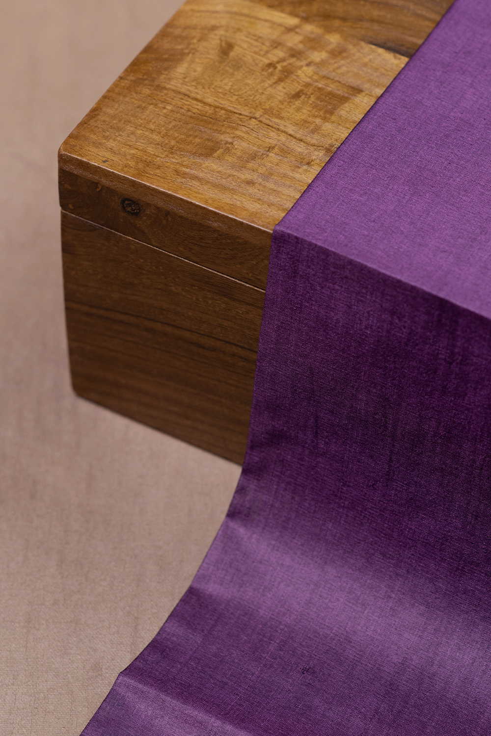 Poppy Purple Handwoven Tussar Silk Fabric - Image 4
