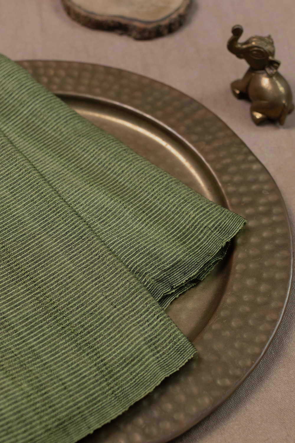 Pickle Green Handwoven Tussar Fabric - Image 2