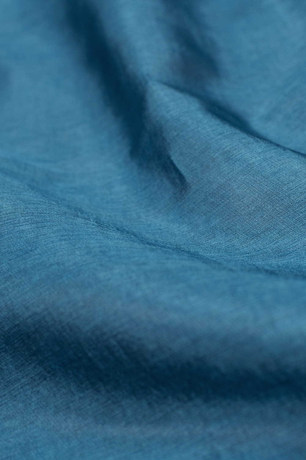Cerulean Blue Handwoven Tussar Silk Fabric - Image 4