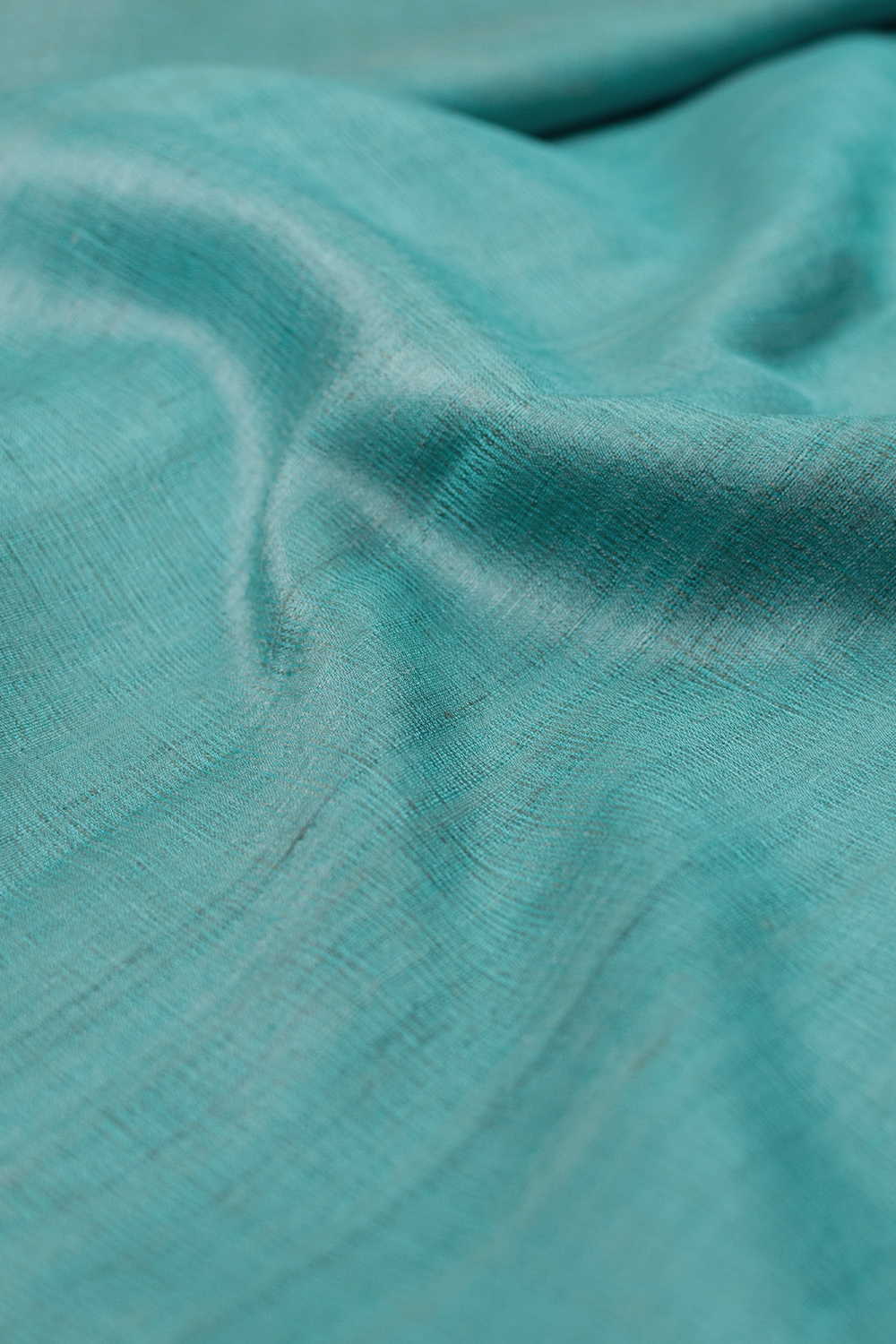 Teal Blue Handspun Gicha Tussar Silk Fabric