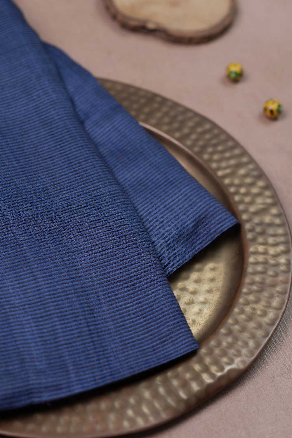 Denim Blue Handwoven Tussar Fabric