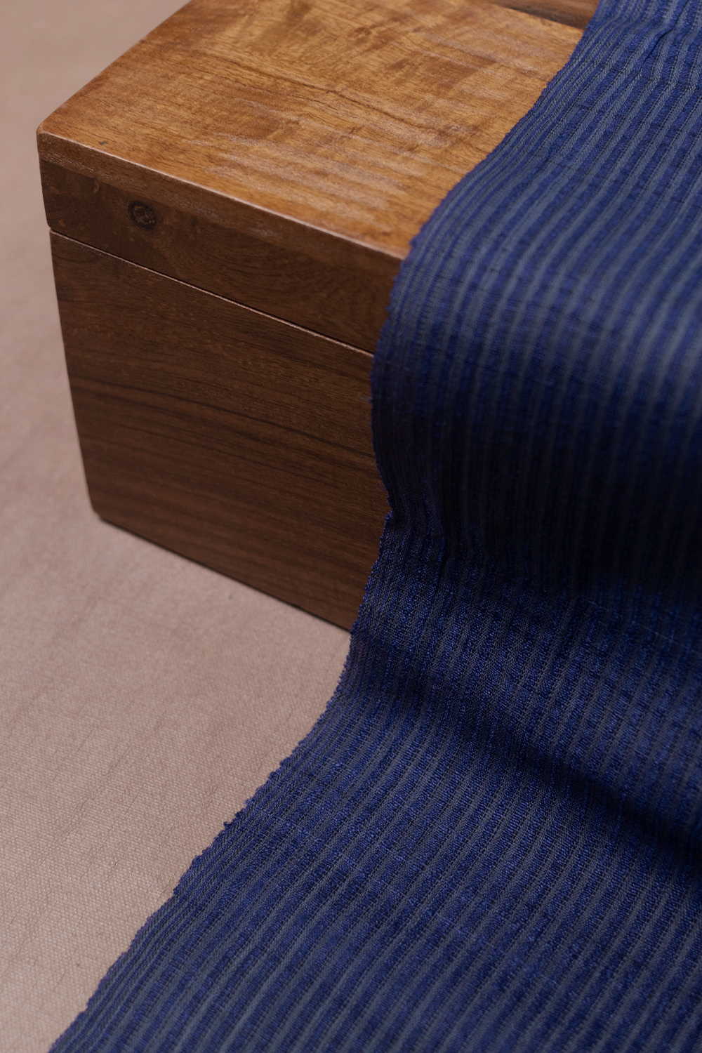 Yale Blue Handwoven Tussar Fabric - Image 4