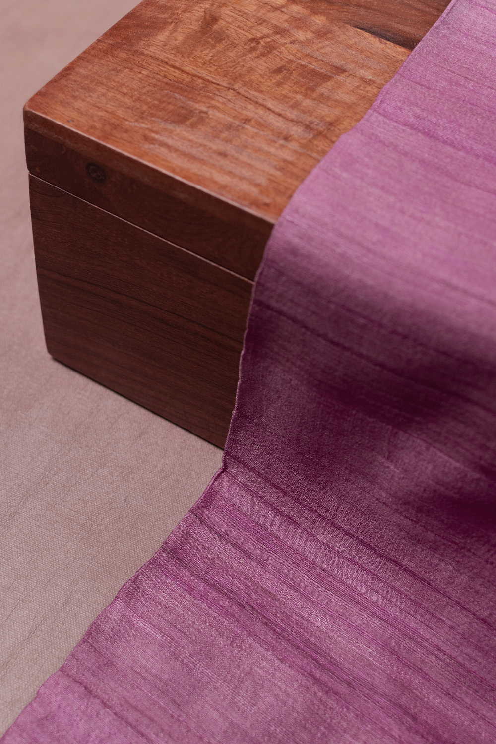 Thulian Pink Handspun Gicha Tussar Silk Fabric - Image 4