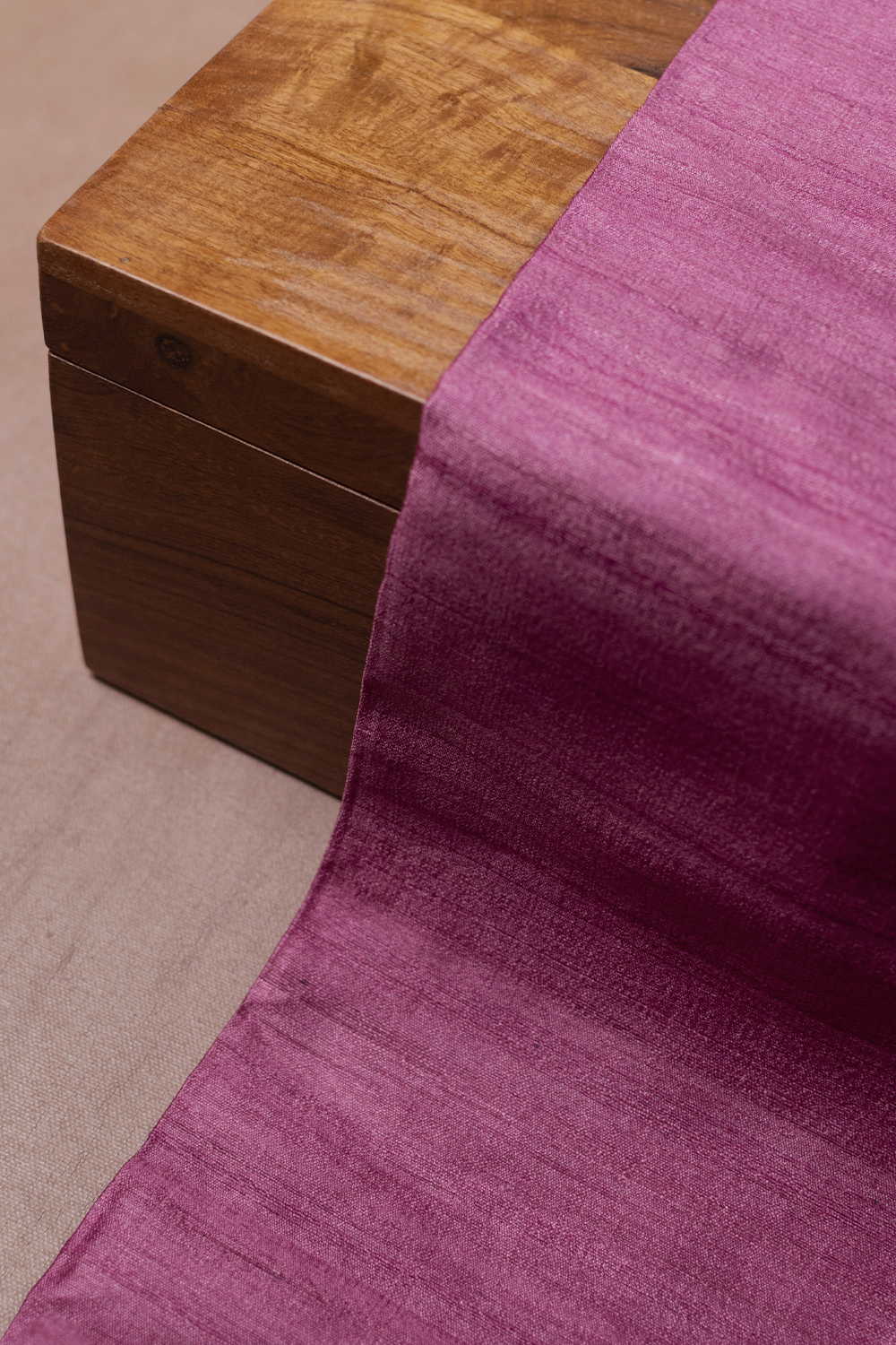 Dark Pink Handspun Gicha Tussar Silk Fabric - Image 3