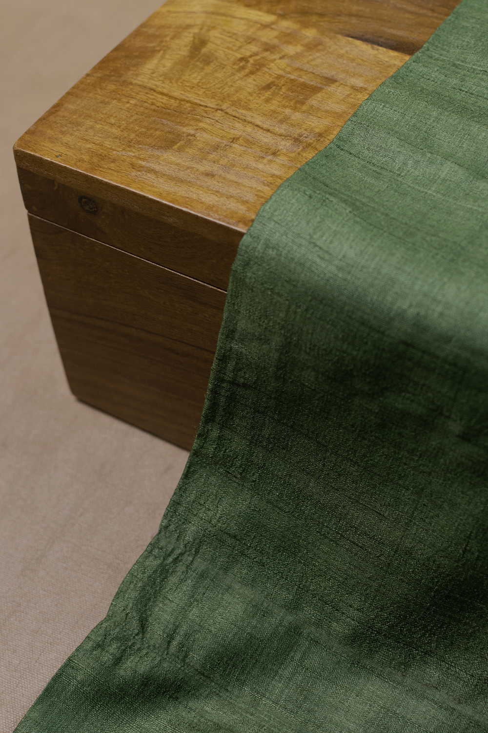 Pickel Green Handspun Gicha Tussar Silk Fabric - Image 4