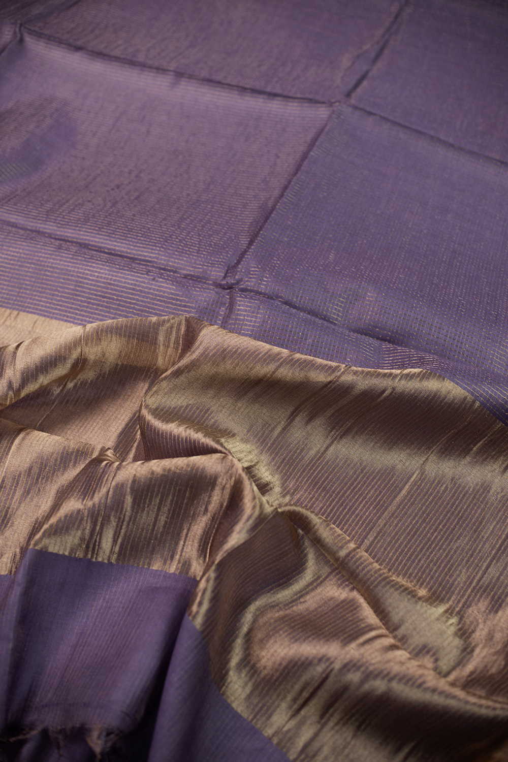 Iris Purple Handwoven Tussar saree - Image 3
