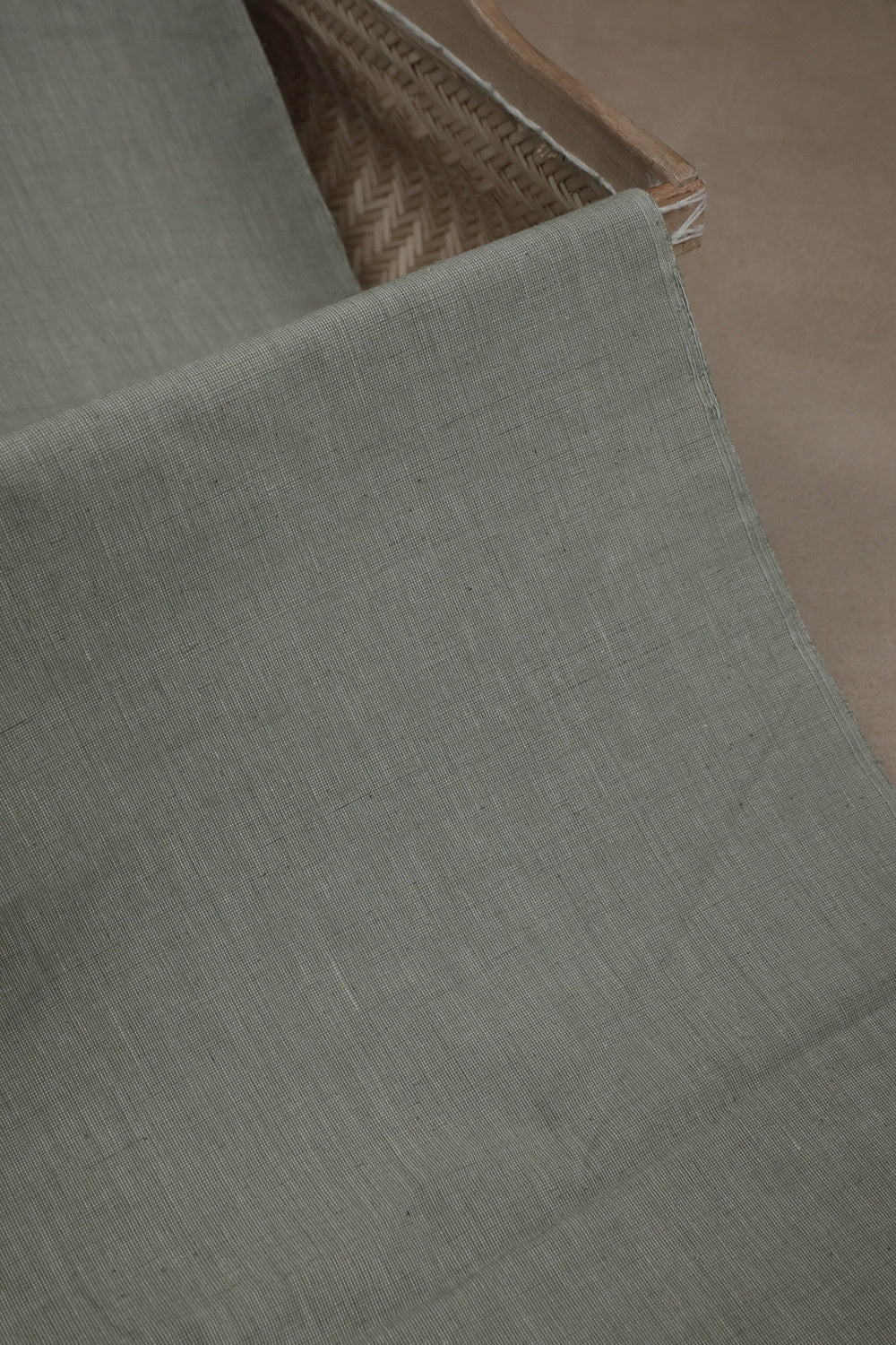 Light Grey Yarn Dyed Handwoven Cotton Fabric - Image 3