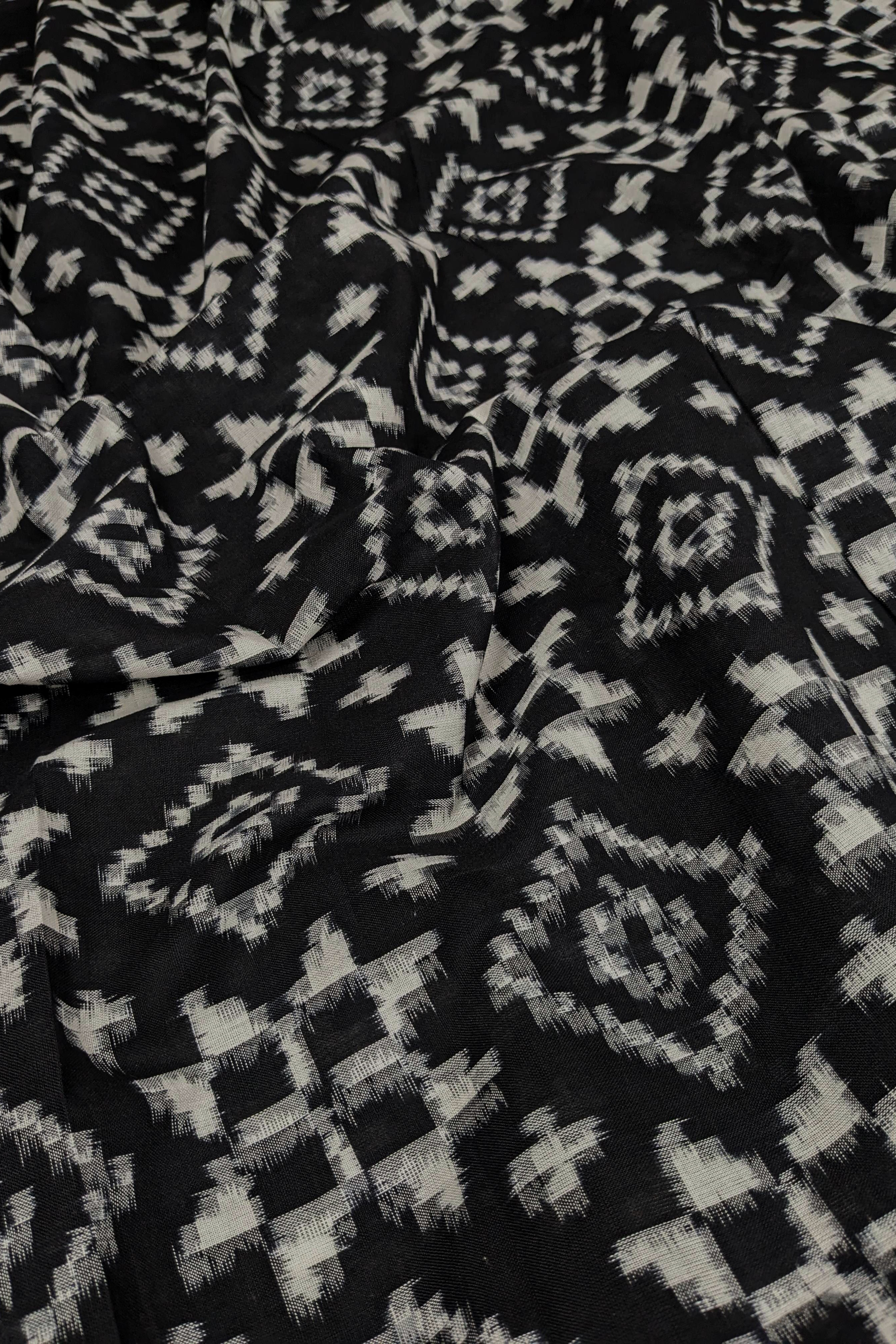 Black Telia Rumal Ikat Cotton Fabric - Image 3