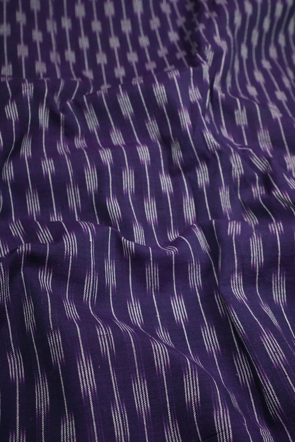 Patterned Stripes on Shaded Purple Ikat cotton Fabric - Image 3