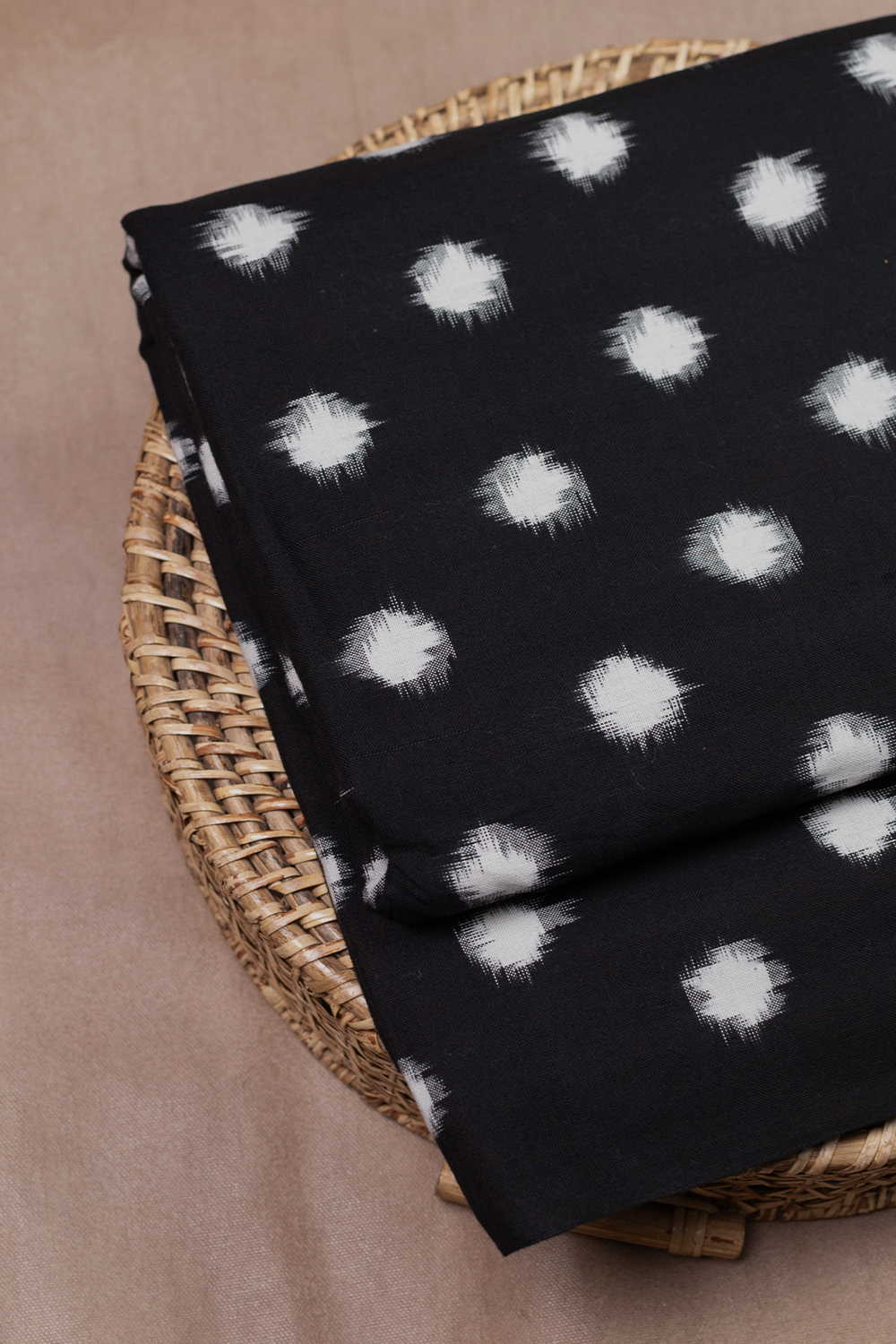Cream Polka - Cream Ikat Cotton Fabric - Image 2