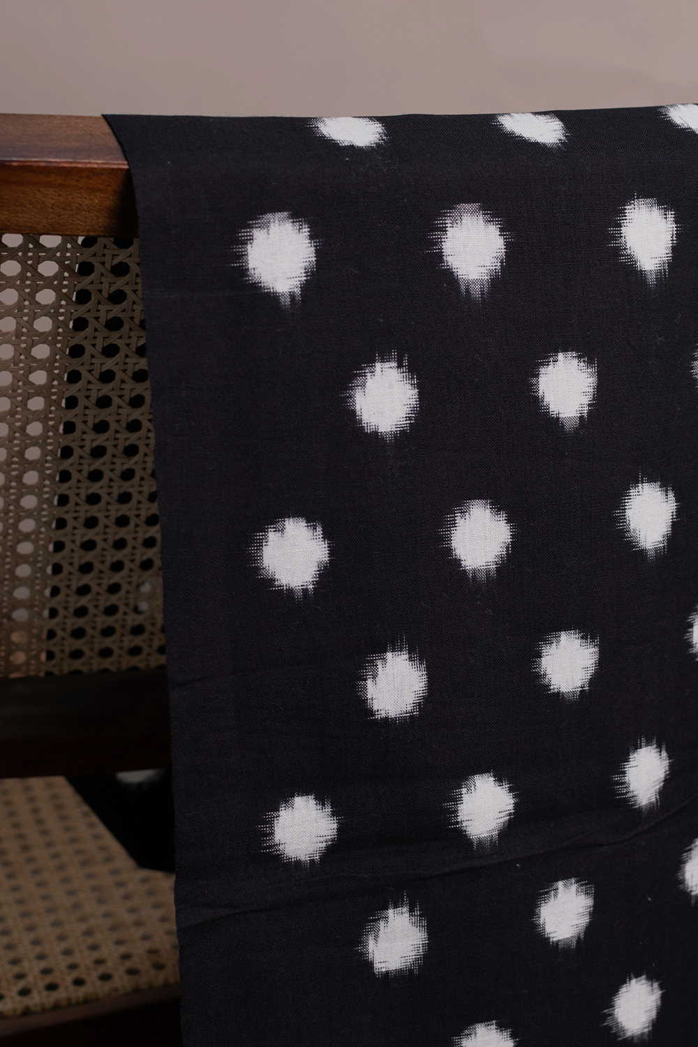 Cream Polka - Cream Ikat Cotton Fabric - Image 3