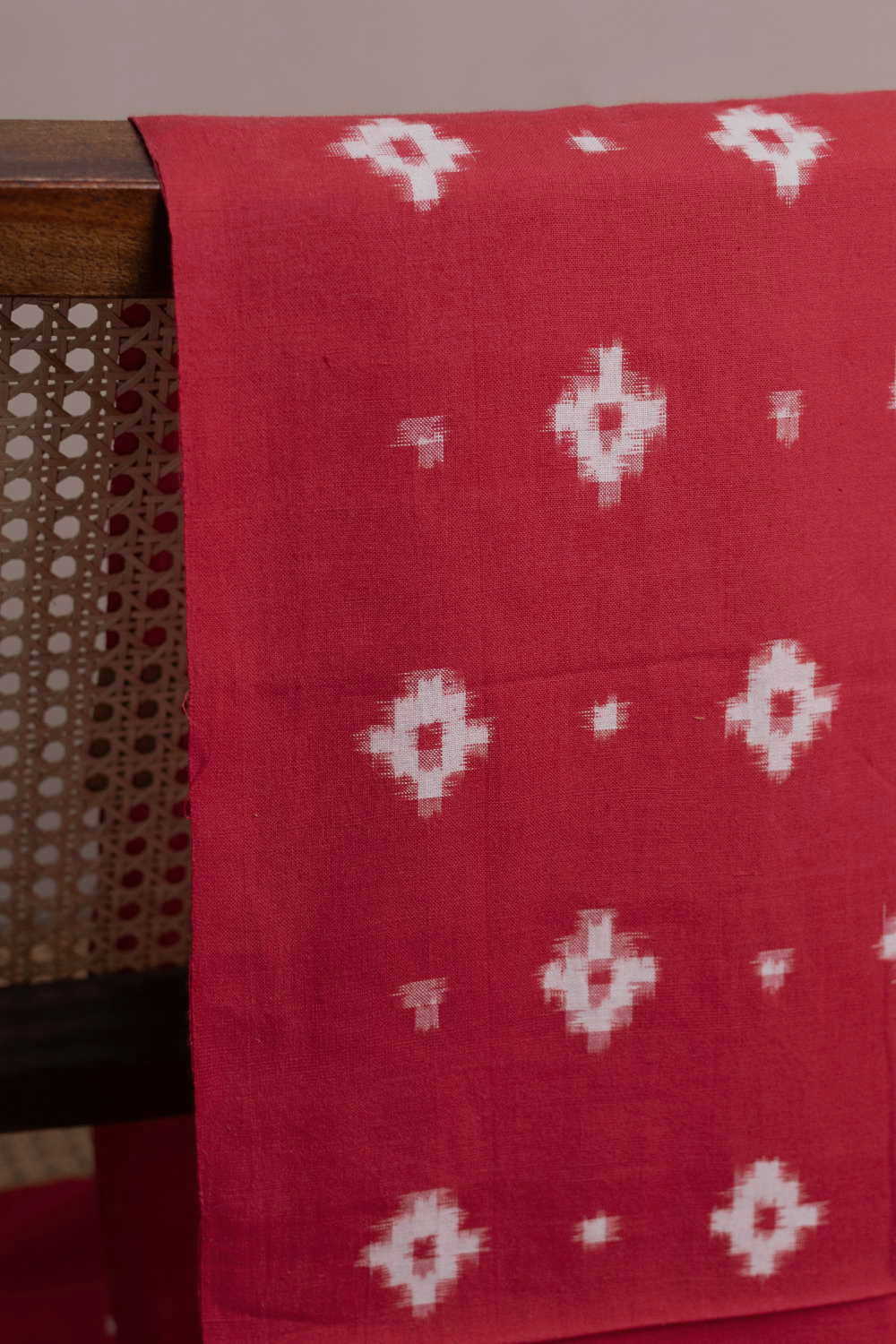 Cream Butta - Red Ikat Cotton Fabric